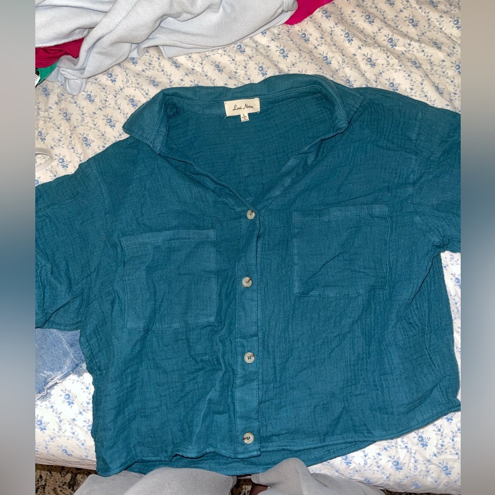 cropped button up shirt
